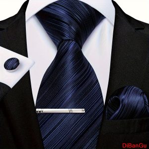 Elegant Set Of Silk Neckties, Handkerchief, And Cufflinks - Perfect For Parties And Gifting