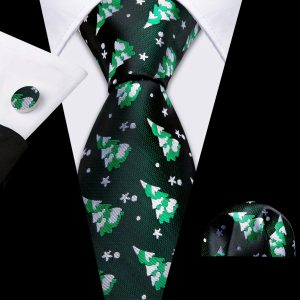 Docapeiton 3pcs/set Men's Silk Classic Floral Necktie With Hanky And Cufflinks For Business & Wedding, Father's Day Gift