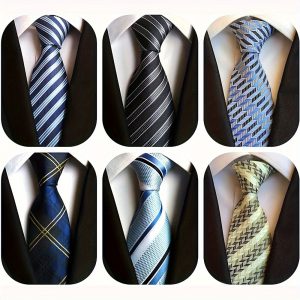 6pcs Classic Men's Ties, Formal Business Necktie Set, Gentle Machine Washable Ties