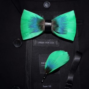 2pcs Feather Bowtie & Brooch, For Wedding Groomsman Business Meeting Festival Dancing Party, Men's Gift, Paper Box