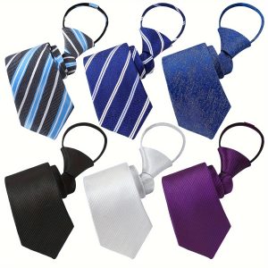 6pcs 6 Pack Men's Regular Adjustable Zipper Neck Ties